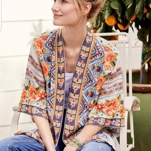 Johnny Was NWT Embroidered Linen Kimono Sentrie
